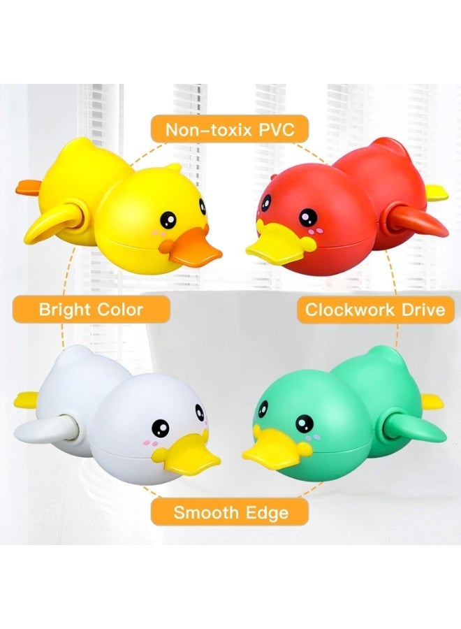 ChicAbode ألعاب الحمام للأطفال الصغار, 4pcs البط الحيوان ألعاب الحمام, الرياح حتى الألعاب, للأولاد البنات الأطفال, العائمة حمام السباحة ألعاب المياه لمدة 3+ سنوات - Image 3